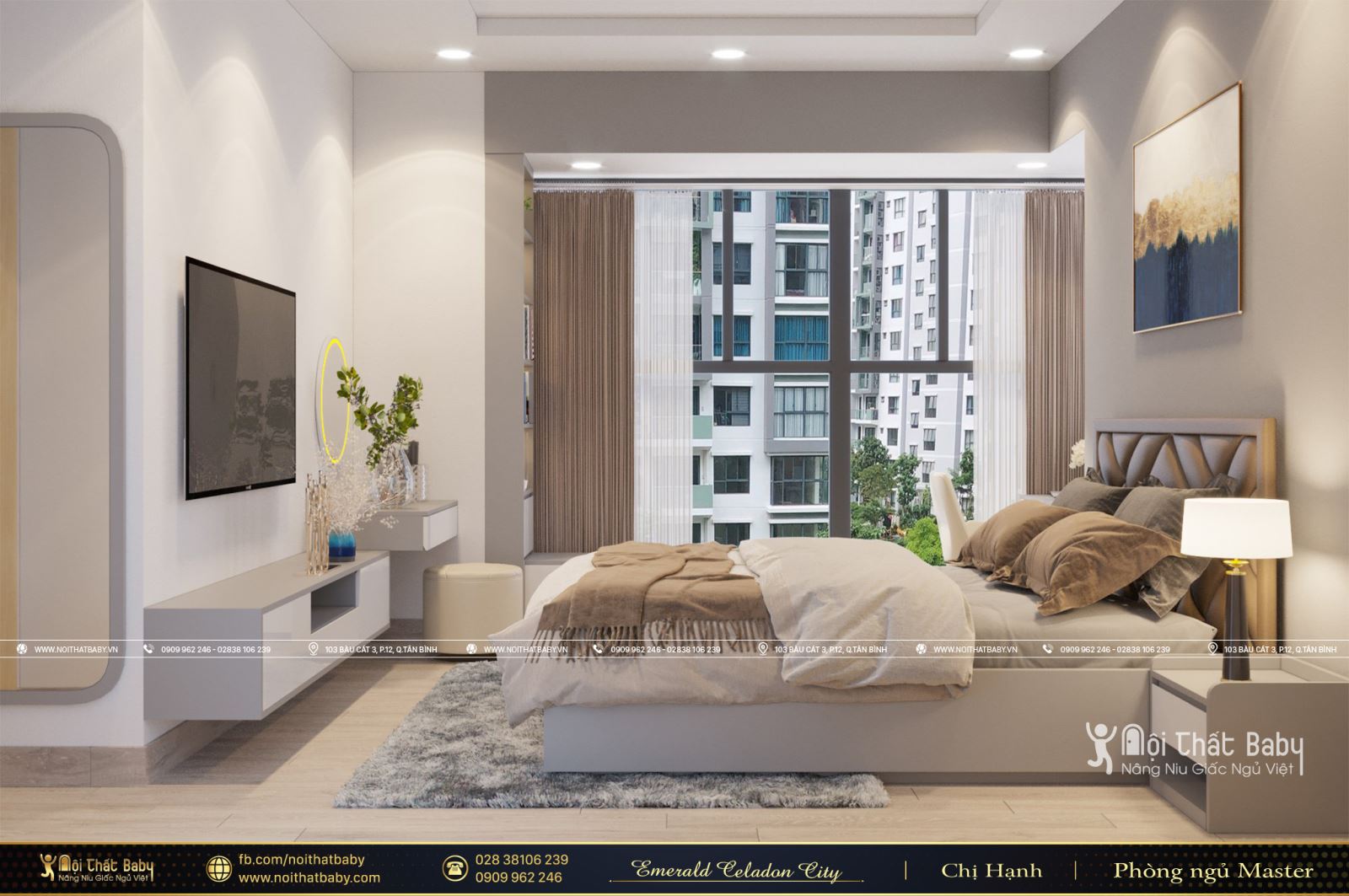 Thiết kế và thi công nội thất chung cư hiện đại căn hộ Emerald Celadon City 112m2